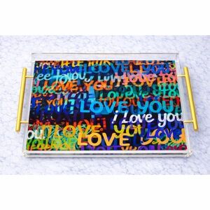 Colorful Love Acrylic Tray 9x11 in